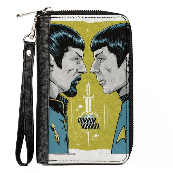 PU Zip Around Wallet Rectangle - Classic Star Trek MIRROR MIRROR Spock Characters Greens Blues Supply