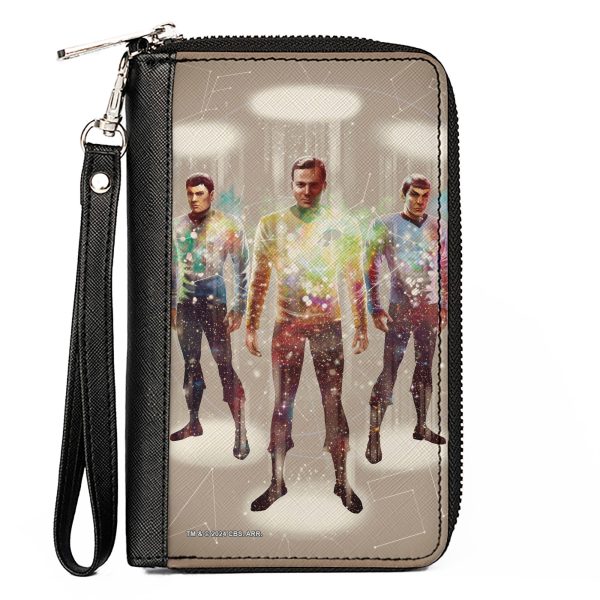 PU Zip Around Wallet Rectangle - Star Trek Crew Trio Beam Transporter Pose Online